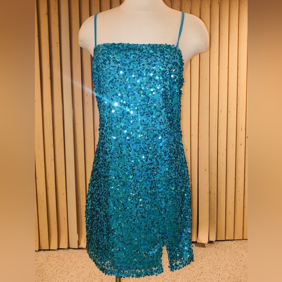 Dresses & Skirts - Turquoise, sequin, mini dress.